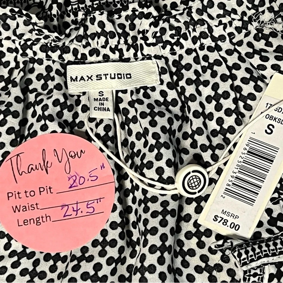 Max Studio Surplus Patterned Top with Elastic Waistband - Picture 3 of 6